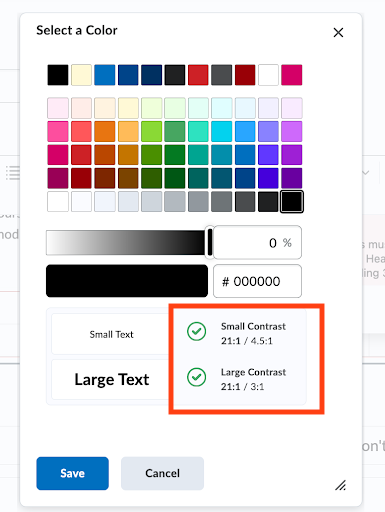 color select tool in folio showing the correct color contrast selected.