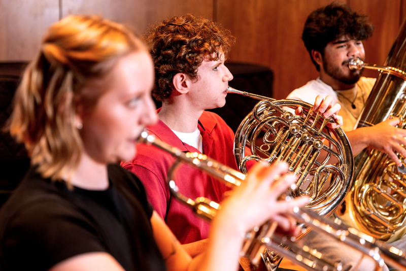 Georgia Southern brass ensemble playing together.