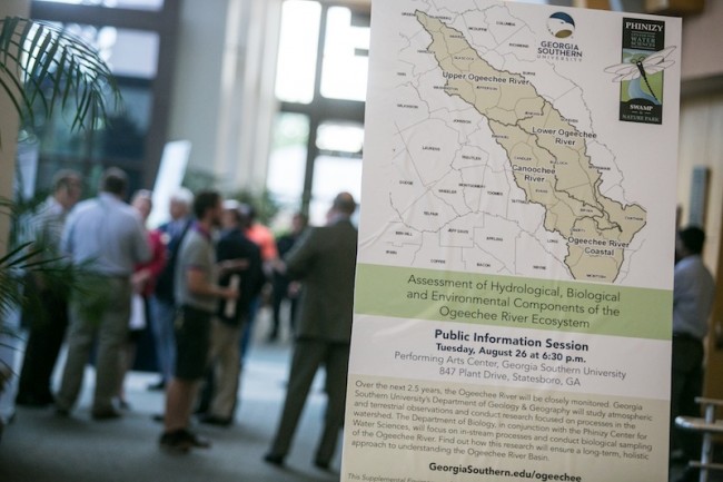Georgia Southern University hosted the first of four Ogeechee River Research public information session on Tuesday, Aug 26 at the Georgia Southern University Performing Arts Center. The supplemental environmental project is an opportunity for the university and the Phinizy Center for Water Sciences to conduct basic research designed to ensure a long-term and holistic approach for research on the river. 