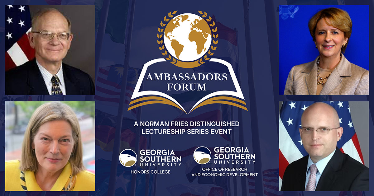 Collage image of former US Ambassadors with Ambassadors logo